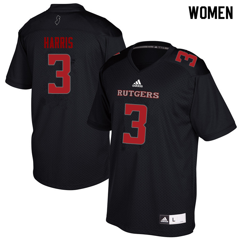 Women #3 Jawuan Harris Rutgers Scarlet Knights College Football Jerseys Sale-Black - Click Image to Close